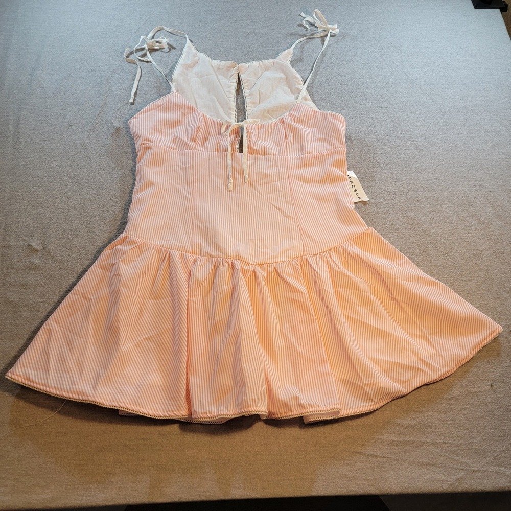 Beverly and Beck Mini Dress Women XL Pink New Seersucker Stripe Fit Flare PacSun